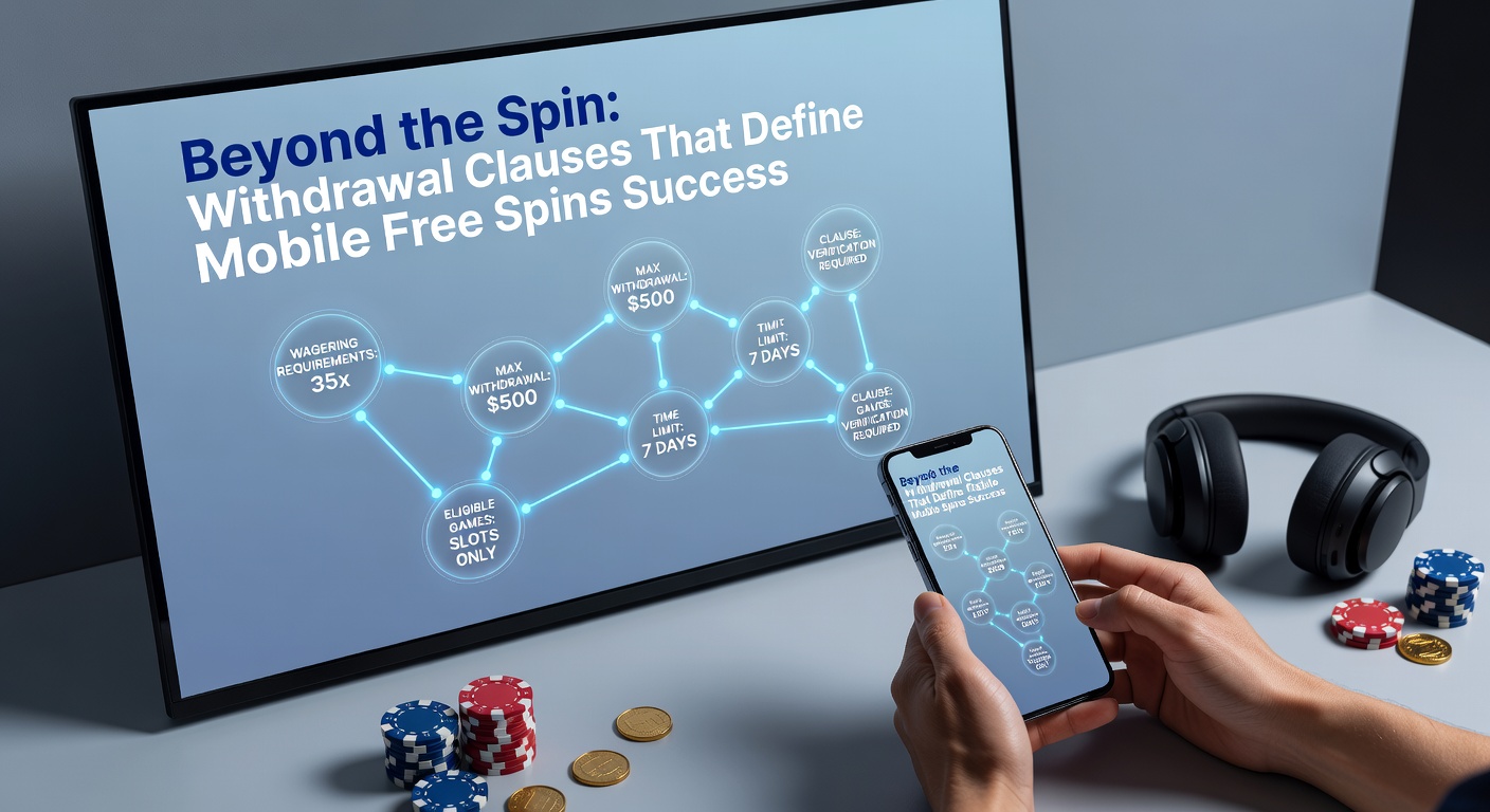 Smartphone met mobiel casino app open, focus op free spins bonus scherm met wagering details en uitbetalingsknoppen