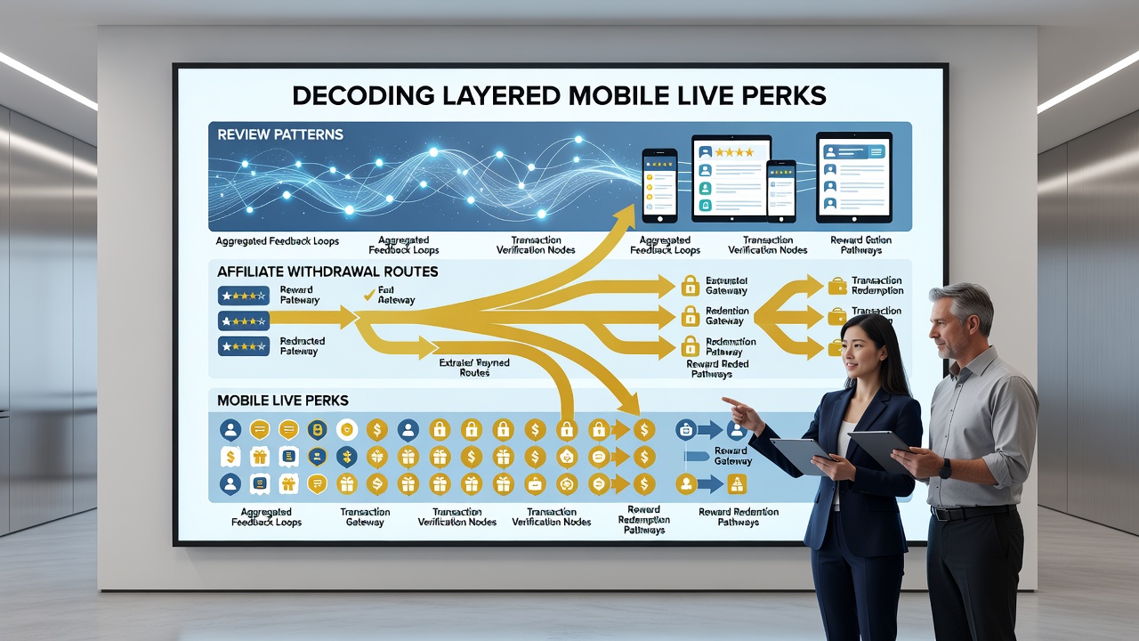 Detailopname van affiliate uitbetalingsroutes en mobiele live perks in reviewanalyses