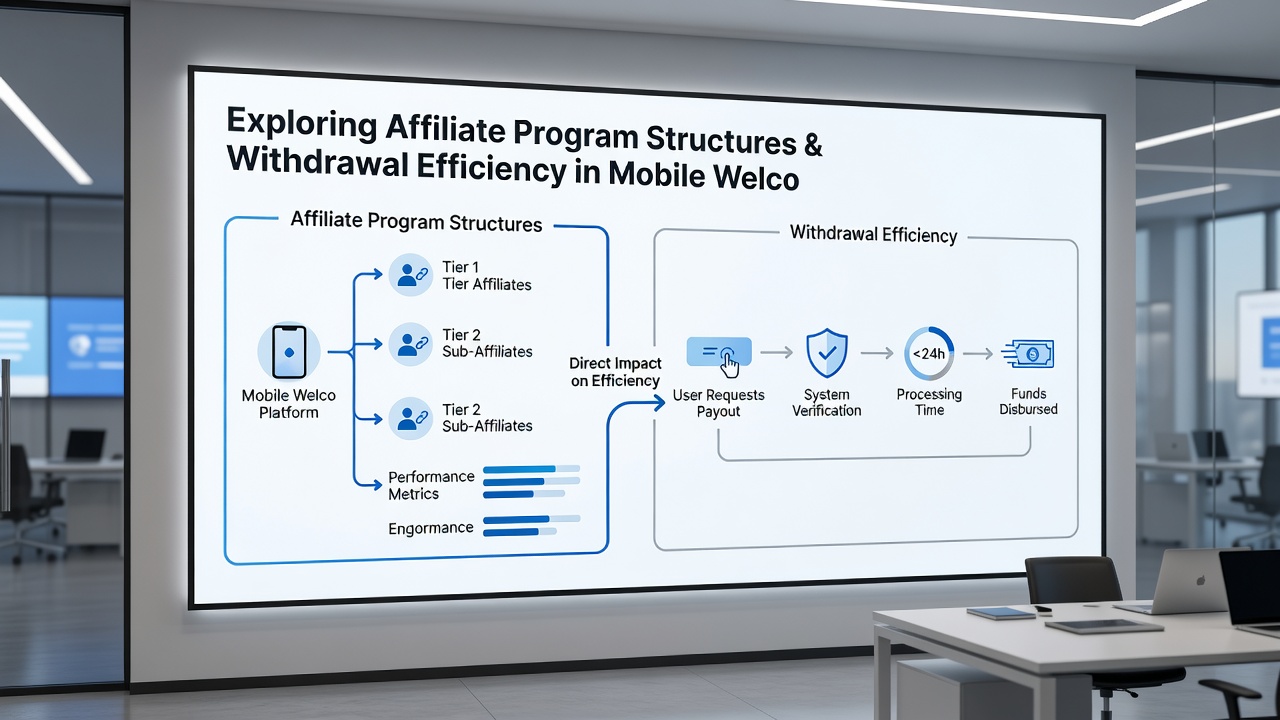 Diagram dat affiliate commissies koppelt aan mobiele uitbetalingsroutes in live casino context
