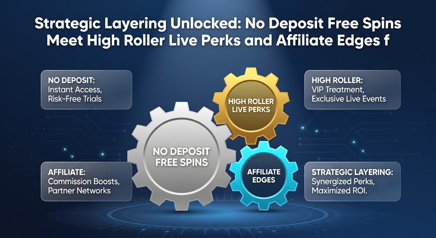 Live casino tafels met high roller symbolen, free spins iconen en affiliate badges die uitbetalingsstromen visualiseren
