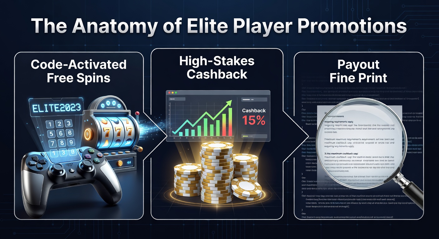 Grafiek met voorbeelden van code-geactiveerde gratis spins en cashback structuren in online casino's